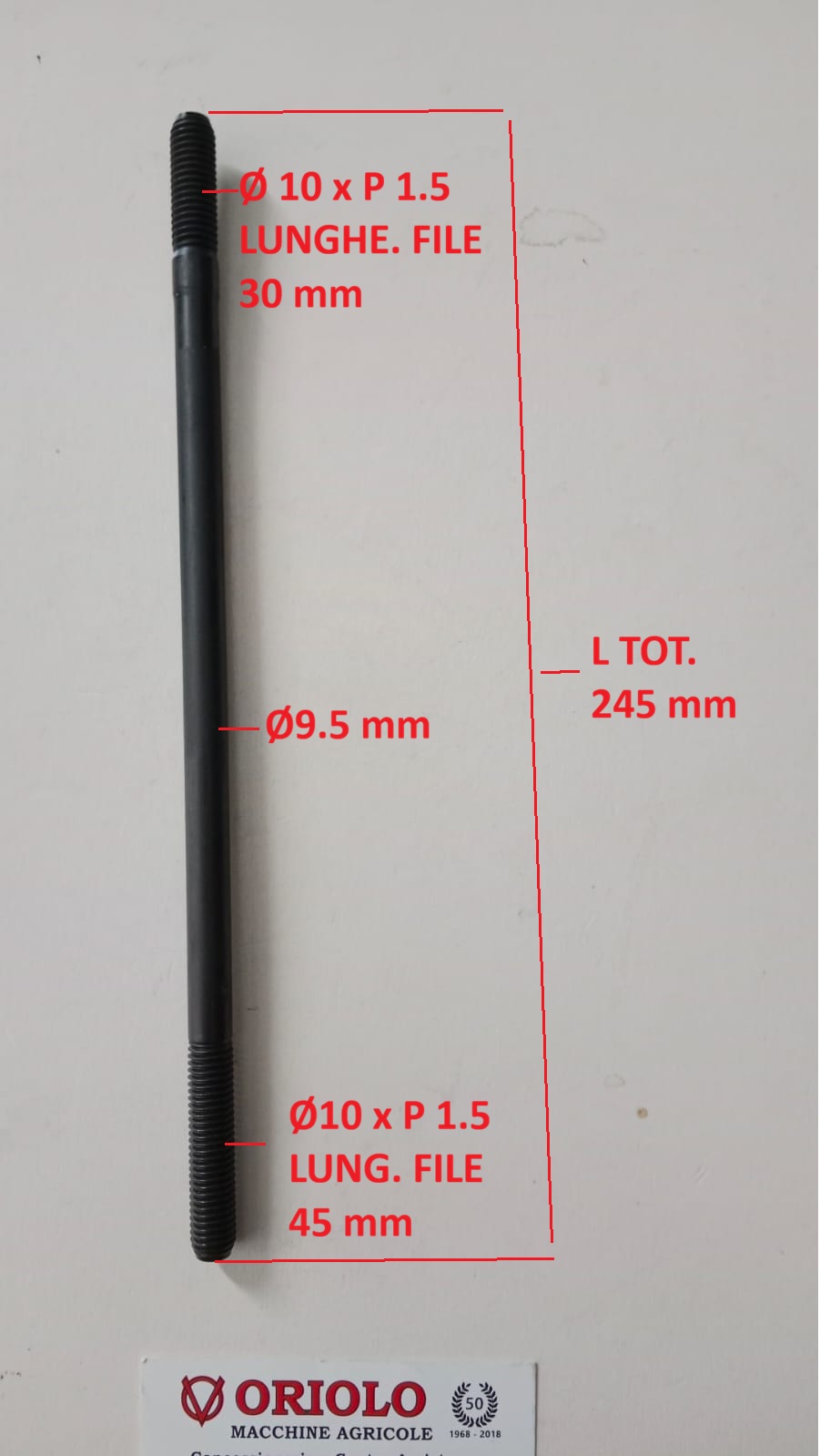 PRIGIONIERO  LOMBARDINI L .TOT. 245 DIAM 10 x P 1.5
